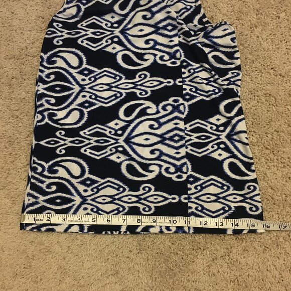 Tribal Print Navy Blue and White Stretchy Tank Top - Picture 10 of 11